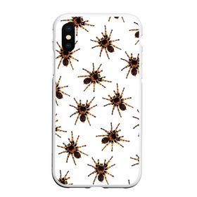 Чехол для iPhone XS Max матовый с принтом В пауках в Екатеринбурге, Силикон | Область печати: задняя сторона чехла, без боковых панелей | Тематика изображения на принте: pattern | spider | джунгли | дикие | животные | жуки | звери | лапы | мерзкие | монстр | насекомые | паттерн | паук | пауки | паутина | паучок | птицеед | страшный | существа | тараканы | тарантул | тропики