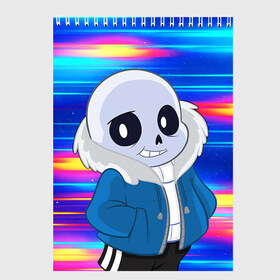 Скетчбук с принтом Sans undertale Санс в Екатеринбурге, 100% бумага
 | 48 листов, плотность листов — 100 г/м2, плотность картонной обложки — 250 г/м2. Листы скреплены сверху удобной пружинной спиралью | asriel dreemurr | blaster | chara | frisk | gaster | sans | skull | undertale | азриэль дримурр | андертале | андертейл | андрайн | гастер | игра | меттатон | подземная история | подземная сказка | санс | скелет | ундертале | фриск