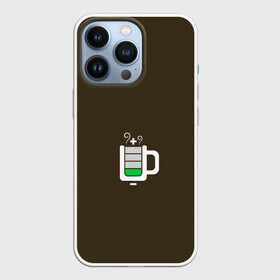 Чехол для iPhone 13 Pro с принтом Батарейка заряд чашка кофе в Екатеринбурге,  |  | аккумулятор | батарейка | вектор | емкость | заряд | кофе | минимализм | простой | разряжено | чай | чашка | энергия