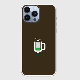 Чехол для iPhone 13 Pro Max с принтом Батарейка заряд чашка кофе в Екатеринбурге,  |  | аккумулятор | батарейка | вектор | емкость | заряд | кофе | минимализм | простой | разряжено | чай | чашка | энергия