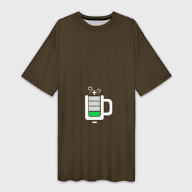 Платье-футболка 3D с принтом Батарейка заряд чашка кофе в Екатеринбурге,  |  | аккумулятор | батарейка | вектор | емкость | заряд | кофе | минимализм | простой | разряжено | чай | чашка | энергия