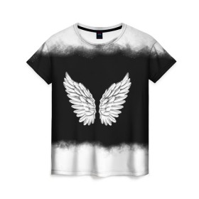 Женская футболка 3D с принтом Im an angel в Екатеринбурге, 100% полиэфир ( синтетическое хлопкоподобное полотно) | прямой крой, круглый вырез горловины, длина до линии бедер | angel | birds | fly | wings | ангел | бабочка | богиня | воздушный | демон | дым | космос | крылья | лебедь | летать | летучий | милые | мифические | небесный | небо | облако | пегас | перья | прикольные | птица | рай
