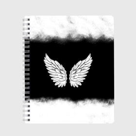 Тетрадь с принтом Im an angel в Екатеринбурге, 100% бумага | 48 листов, плотность листов — 60 г/м2, плотность картонной обложки — 250 г/м2. Листы скреплены сбоку удобной пружинной спиралью. Уголки страниц и обложки скругленные. Цвет линий — светло-серый
 | Тематика изображения на принте: angel | birds | fly | wings | ангел | бабочка | богиня | воздушный | демон | дым | космос | крылья | лебедь | летать | летучий | милые | мифические | небесный | небо | облако | пегас | перья | прикольные | птица | рай