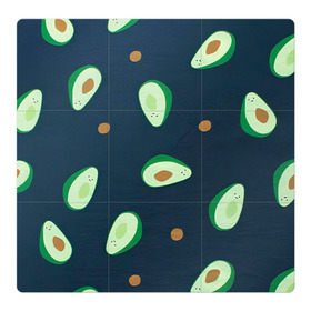 Магнитный плакат 3Х3 с принтом Авокадо в Екатеринбурге, Полимерный материал с магнитным слоем | 9 деталей размером 9*9 см | Тематика изображения на принте: авокадо | арт | зеленый | косточка | разрез | рисунок | темный | фрукт | черный