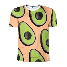 Мужская футболка 3D спортивная с принтом Авокадо в Екатеринбурге, 100% полиэстер с улучшенными характеристиками | приталенный силуэт, круглая горловина, широкие плечи, сужается к линии бедра | авокадо | арт | краски | рисунок | фрукт