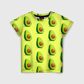 Детская футболка 3D с принтом Авокадо в Екатеринбурге, 100% гипоаллергенный полиэфир | прямой крой, круглый вырез горловины, длина до линии бедер, чуть спущенное плечо, ткань немного тянется | авокадо | арт | в разрезе | вкусно | вкусный фрукт | желтый | зеленый | косточка | крупная косточка | разрез | рисунок | сладко | сочно | фрукт