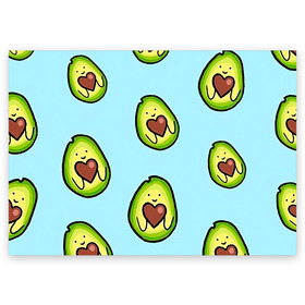 Поздравительная открытка с принтом Милое авокадо в Екатеринбурге, 100% бумага | плотность бумаги 280 г/м2, матовая, на обратной стороне линовка и место для марки
 | авокадо | арт | вкусняшка | мило | милое | рисунок | сердечко | сердце | фрукт | шоколад