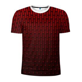 Мужская футболка 3D спортивная с принтом текстура красный градиент в Екатеринбурге, 100% полиэстер с улучшенными характеристиками | приталенный силуэт, круглая горловина, широкие плечи, сужается к линии бедра | геометрия | градиент | красный | линии | поверхность | простота | симметрия | текстура | точки | черный