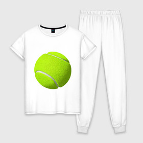 Женская пижама хлопок с принтом Теннис в Екатеринбурге, 100% хлопок | брюки и футболка прямого кроя, без карманов, на брюках мягкая резинка на поясе и по низу штанин | exclusive merch | большой | игра | мяч | спорт | теннис