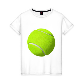 Женская футболка хлопок с принтом Теннис в Екатеринбурге, 100% хлопок | прямой крой, круглый вырез горловины, длина до линии бедер, слегка спущенное плечо | exclusive merch | большой | игра | мяч | спорт | теннис