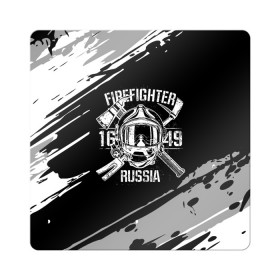 Магнит виниловый Квадрат с принтом FIREFIGHTER 1649 RUSSIA в Екатеринбурге, полимерный материал с магнитным слоем | размер 9*9 см, закругленные углы | 112 | 27 декабря | firefighter | багор | белая | герб | гкчс | знак | лого | логотип | маска | мчс | мчсник | пожарная охрана | пожарник | пожарный | пч | россии | рф | серая | символ | служба | состаренная