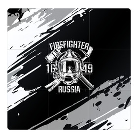 Магнитный плакат 3Х3 с принтом FIREFIGHTER 1649 RUSSIA в Екатеринбурге, Полимерный материал с магнитным слоем | 9 деталей размером 9*9 см | 112 | 27 декабря | firefighter | багор | белая | герб | гкчс | знак | лого | логотип | маска | мчс | мчсник | пожарная охрана | пожарник | пожарный | пч | россии | рф | серая | символ | служба | состаренная