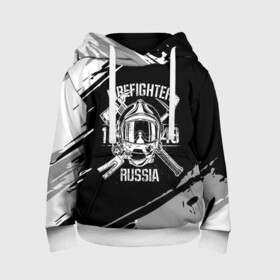 Детская толстовка 3D с принтом FIREFIGHTER 1649 RUSSIA в Екатеринбурге, 100% полиэстер | двухслойный капюшон со шнурком для регулировки, мягкие манжеты на рукавах и по низу толстовки, спереди карман-кенгуру с мягким внутренним слоем | 112 | 27 декабря | firefighter | багор | белая | герб | гкчс | знак | лого | логотип | маска | мчс | мчсник | пожарная охрана | пожарник | пожарный | пч | россии | рф | серая | символ | служба | состаренная