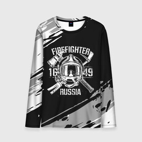 Мужской лонгслив 3D с принтом FIREFIGHTER 1649 RUSSIA в Екатеринбурге, 100% полиэстер | длинные рукава, круглый вырез горловины, полуприлегающий силуэт | 112 | 27 декабря | firefighter | багор | белая | герб | гкчс | знак | лого | логотип | маска | мчс | мчсник | пожарная охрана | пожарник | пожарный | пч | россии | рф | серая | символ | служба | состаренная