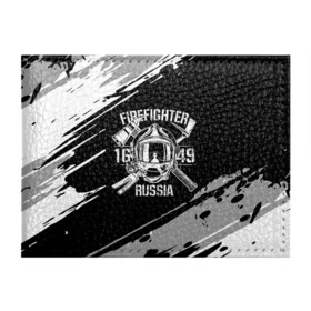 Обложка для студенческого билета с принтом FIREFIGHTER 1649 RUSSIA в Екатеринбурге, натуральная кожа | Размер: 11*8 см; Печать на всей внешней стороне | 112 | 27 декабря | firefighter | багор | белая | герб | гкчс | знак | лого | логотип | маска | мчс | мчсник | пожарная охрана | пожарник | пожарный | пч | россии | рф | серая | символ | служба | состаренная