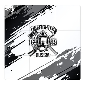 Магнитный плакат 3Х3 с принтом FIREFIGHTER 1649 RUSSIA в Екатеринбурге, Полимерный материал с магнитным слоем | 9 деталей размером 9*9 см | 112 | 27 декабря | firefighter | багор | белая | герб | гкчс | знак | лого | логотип | маска | мчс | мчсник | пожарная охрана | пожарник | пожарный | пч | россии | рф | серая | символ | служба | состаренная
