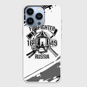 Чехол для iPhone 13 Pro с принтом FIREFIGHTER 1649 RUSSIA в Екатеринбурге,  |  | 112 | 27 декабря | firefighter | багор | белая | герб | гкчс | знак | лого | логотип | маска | мчс | мчсник | пожарная охрана | пожарник | пожарный | пч | россии | рф | серая | символ | служба | состаренная