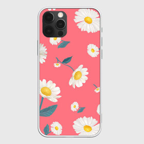 Чехол для iPhone 12 Pro Max с принтом Ромашки в Екатеринбурге, Силикон |  | Тематика изображения на принте: белый | для девушек | желтый | летний принт | листочки цветов | розовый фон | ромашка | ромашки | цветочки | цветы