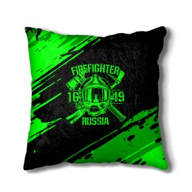 Подушка 3D с принтом FIREFIGHTER 1649 RUSSIA в Екатеринбурге, наволочка – 100% полиэстер, наполнитель – холлофайбер (легкий наполнитель, не вызывает аллергию). | состоит из подушки и наволочки. Наволочка на молнии, легко снимается для стирки | Тематика изображения на принте: 112 | firefighter | багор | герб | гкчс | зеленая | знак | лого | логотип | мчс | мчсник | пожарная охрана | пожарник | пожарный | пч | россии | рф | серая | символ | служба | спасатель | спасения | топор | флаг