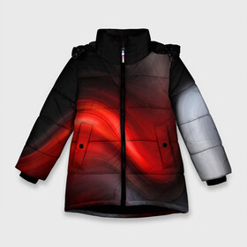 Зимняя куртка для девочек 3D с принтом BLACK RED WAVES АБСТРАКЦИЯ в Екатеринбурге, ткань верха — 100% полиэстер; подклад — 100% полиэстер, утеплитель — 100% полиэстер. | длина ниже бедра, удлиненная спинка, воротник стойка и отстегивающийся капюшон. Есть боковые карманы с листочкой на кнопках, утяжки по низу изделия и внутренний карман на молнии. 

Предусмотрены светоотражающий принт на спинке, радужный светоотражающий элемент на пуллере молнии и на резинке для утяжки. | abstraction | geometry | hexagon | neon | paints | stripes | texture | triangle | абстракция | брызги | геометрия | краски | неон | неоновый | соты | текстура