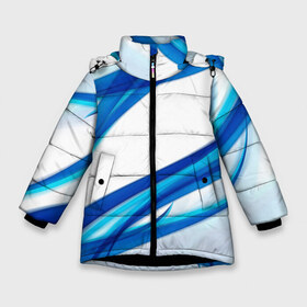 Зимняя куртка для девочек 3D с принтом STRIPES BLUE в Екатеринбурге, ткань верха — 100% полиэстер; подклад — 100% полиэстер, утеплитель — 100% полиэстер. | длина ниже бедра, удлиненная спинка, воротник стойка и отстегивающийся капюшон. Есть боковые карманы с листочкой на кнопках, утяжки по низу изделия и внутренний карман на молнии. 

Предусмотрены светоотражающий принт на спинке, радужный светоотражающий элемент на пуллере молнии и на резинке для утяжки. | abstract | abstraction | geometry | line | pattern | psy | абстрактный | абстракция | геометрия | краски | кубики | линии | неоновые | неоновый | психоделика | текстура