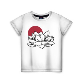 Детская футболка 3D с принтом Кувшинка (Z) в Екатеринбурге, 100% гипоаллергенный полиэфир | прямой крой, круглый вырез горловины, длина до линии бедер, чуть спущенное плечо, ткань немного тянется | japan | nymphaea | water lily | асихара но накацукуни | водная лилия | государство япония | кувшинка | куколка | нимфея | ниппон | нихон | ооясимагуни | страна восходящего солнца | традиции | традиция | цветы