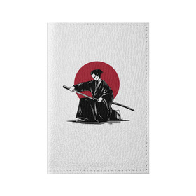 Обложка для паспорта матовая кожа с принтом Японский самурай (Z) в Екатеринбурге, натуральная матовая кожа | размер 19,3 х 13,7 см; прозрачные пластиковые крепления | japan | ninja | samurai | асихара но накацукуни | буке | воин | вояк | государство япония | мононофу | мститель | мушя | ниндзя | ниппон | нихон | ооясимагуни | сабурай | самурай | слуга | солдат