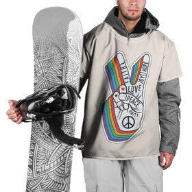 Накидка на куртку 3D с принтом PEACE and LOVE (Z) в Екатеринбурге, 100% полиэстер |  | Тематика изображения на принте: hope | love | peace | два пальца | жесть | знак | любить | любовь | мир | радуга | хипи | хиппи