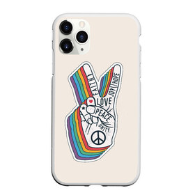 Чехол для iPhone 11 Pro матовый с принтом PEACE and LOVE (Z) в Екатеринбурге, Силикон |  | hope | love | peace | два пальца | жесть | знак | любить | любовь | мир | радуга | хипи | хиппи