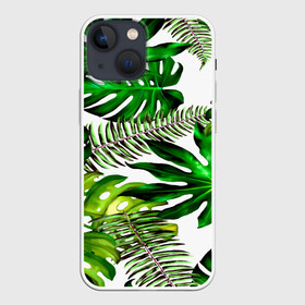 Чехол для iPhone 13 mini с принтом ГАВАЙСКИЕ ЛИСТЬЯ в Екатеринбурге,  |  | summer | tropic | жара | летний | лето | отдых | пальмы | природа | текстура | тропикано | тропики