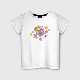 Детская футболка хлопок с принтом Tangled Disney Princess в Екатеринбурге, 100% хлопок | круглый вырез горловины, полуприлегающий силуэт, длина до линии бедер | Тематика изображения на принте: disney princess | tangled | vdkimel | рапунцель