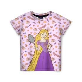 Детская футболка 3D с принтом Tangled Disney Princess в Екатеринбурге, 100% гипоаллергенный полиэфир | прямой крой, круглый вырез горловины, длина до линии бедер, чуть спущенное плечо, ткань немного тянется | disney princess | tangled | vdkimel | рапунцель