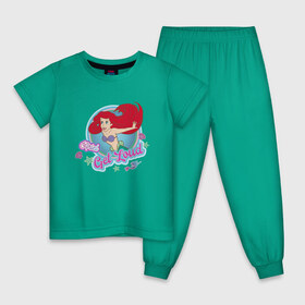 Детская пижама хлопок с принтом The Little Mermaid Ariel в Екатеринбурге, 100% хлопок |  брюки и футболка прямого кроя, без карманов, на брюках мягкая резинка на поясе и по низу штанин
 | ariel | disney princess | the little mermaid | vdkimel | ариэль | русалочка