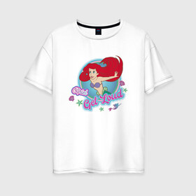 Женская футболка хлопок Oversize с принтом The Little Mermaid Ariel в Екатеринбурге, 100% хлопок | свободный крой, круглый ворот, спущенный рукав, длина до линии бедер
 | ariel | disney princess | the little mermaid | vdkimel | ариэль | русалочка