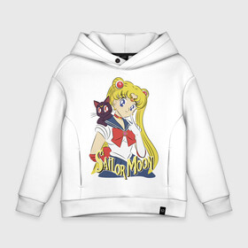 Детское худи Oversize хлопок с принтом Sailor Moon & Luna в Екатеринбурге, френч-терри — 70% хлопок, 30% полиэстер. Мягкий теплый начес внутри —100% хлопок | боковые карманы, эластичные манжеты и нижняя кромка, капюшон на магнитной кнопке | Тематика изображения на принте: cat | girl | kitty | luna | moon | sailor moon | sailormoon | девочка | кот | котик | котэ | кошка | луна | мультяшка | сейлормун | сэйлор мун