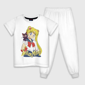 Детская пижама хлопок с принтом Sailor Moon & Luna в Екатеринбурге, 100% хлопок |  брюки и футболка прямого кроя, без карманов, на брюках мягкая резинка на поясе и по низу штанин
 | cat | girl | kitty | luna | moon | sailor moon | sailormoon | девочка | кот | котик | котэ | кошка | луна | мультяшка | сейлормун | сэйлор мун