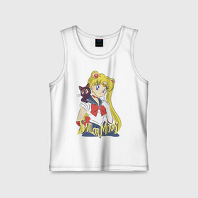 Детская майка хлопок с принтом Sailor Moon & Luna в Екатеринбурге,  |  | cat | girl | kitty | luna | moon | sailor moon | sailormoon | девочка | кот | котик | котэ | кошка | луна | мультяшка | сейлормун | сэйлор мун