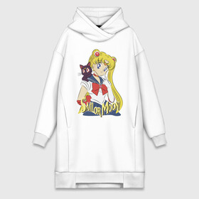 Платье-худи хлопок с принтом Sailor Moon  Luna в Екатеринбурге,  |  | cat | girl | kitty | luna | moon | sailor moon | sailormoon | девочка | кот | котик | котэ | кошка | луна | мультяшка | сейлормун | сэйлор мун