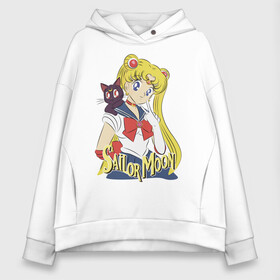 Женское худи Oversize хлопок с принтом Sailor Moon & Luna в Екатеринбурге, френч-терри — 70% хлопок, 30% полиэстер. Мягкий теплый начес внутри —100% хлопок | боковые карманы, эластичные манжеты и нижняя кромка, капюшон на магнитной кнопке | cat | girl | kitty | luna | moon | sailor moon | sailormoon | девочка | кот | котик | котэ | кошка | луна | мультяшка | сейлормун | сэйлор мун