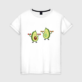 Женская футболка хлопок с принтом Авокадо Спорт в Екатеринбурге, 100% хлопок | прямой крой, круглый вырез горловины, длина до линии бедер, слегка спущенное плечо | avocado | food | fruits | авокадо | гантели | груша | джунгли | дружба | зож | летний | лето | мемы | милые | мотивация | мускулы | няшные | овощи | орех | плод | прикольные | спорт | спортивный | спортсмен | тропики