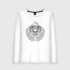 Женский лонгслив хлопок с принтом Mountain mandala в Екатеринбурге, 100% хлопок |  | casual | mandala | mountain | mountain mandala | trend | горы | повседневность | тренд