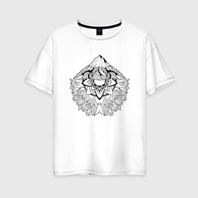 Женская футболка хлопок Oversize с принтом Mountain mandala в Екатеринбурге, 100% хлопок | свободный крой, круглый ворот, спущенный рукав, длина до линии бедер
 | casual | mandala | mountain | mountain mandala | trend | горы | повседневность | тренд