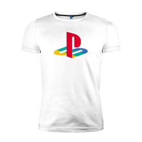 Мужская футболка премиум с принтом PlayStation в Екатеринбурге, 92% хлопок, 8% лайкра | приталенный силуэт, круглый вырез ворота, длина до линии бедра, короткий рукав | 