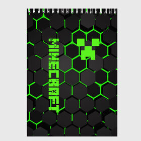 Скетчбук с принтом MINECRAFT CREEPER в Екатеринбурге, 100% бумага
 | 48 листов, плотность листов — 100 г/м2, плотность картонной обложки — 250 г/м2. Листы скреплены сверху удобной пружинной спиралью | block | creeper | cube | minecraft | pixel | блок | геометрия | крафт | крипер | кубики | майнкрафт | пиксели