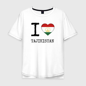 Мужская футболка хлопок Oversize с принтом Таджикистан в Екатеринбурге, 100% хлопок | свободный крой, круглый ворот, “спинка” длиннее передней части | asia | coat of arms | flag | heart | i | love | ornament | patterns | republic | state | tajikistan | азия | герб | государство | люблю | орнамент | республика | сердце | таджикистан | узоры | флаг | я
