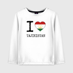 Детский лонгслив хлопок с принтом Таджикистан в Екатеринбурге, 100% хлопок | круглый вырез горловины, полуприлегающий силуэт, длина до линии бедер | asia | coat of arms | flag | heart | i | love | ornament | patterns | republic | state | tajikistan | азия | герб | государство | люблю | орнамент | республика | сердце | таджикистан | узоры | флаг | я