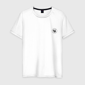 Мужская футболка хлопок с принтом Unreal Engine (+спина) (Z) в Екатеринбурге, 100% хлопок | прямой крой, круглый вырез горловины, длина до линии бедер, слегка спущенное плечо. | unreal | unreal engine | графика | движок | движок unreal | игровой движок