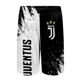 Детские спортивные шорты 3D с принтом JUVENTUS. в Екатеринбурге,  100% полиэстер
 | пояс оформлен широкой мягкой резинкой, ткань тянется
 | cr7 | juve | juventus | ronaldo | роналдо | ювентус