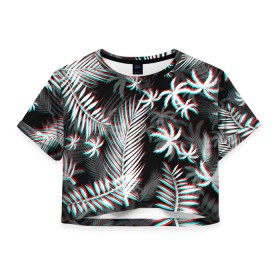 Женская футболка Crop-top 3D с принтом ПАЛЬМЫ | TROPICAL GLITCH в Екатеринбурге, 100% полиэстер | круглая горловина, длина футболки до линии талии, рукава с отворотами | glitch | hotline miami | neon | new retro wave | outrun | outrun electro | paints | palmen | rainbow | retro | retrowave | summer | synth | synthwave | tropical | глитч | краски | лето | неон | пальмы | радуга | ретро | тропики | хотлайн 