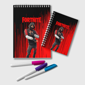 Блокнот с принтом Fortnite Ikonik в Екатеринбурге, 100% бумага | 48 листов, плотность листов — 60 г/м2, плотность картонной обложки — 250 г/м2. Листы скреплены удобной пружинной спиралью. Цвет линий — светло-серый
 | archetype | fortnite | fortnite 2 | fortnite x | ikonik | marshmello | raven | архетип | ворон | иконик | маршмелло | фортнайт | фортнайт 2 | фортнайт глава 2